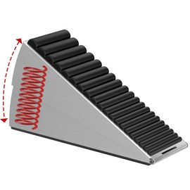 Heavy Duty Door Stopper, Adjustable Spring Large Stopper, 3 Inches High Tall Wedge Stoppers for Bottom of Door, Door Stop Suits Any Heavy Door, Silver