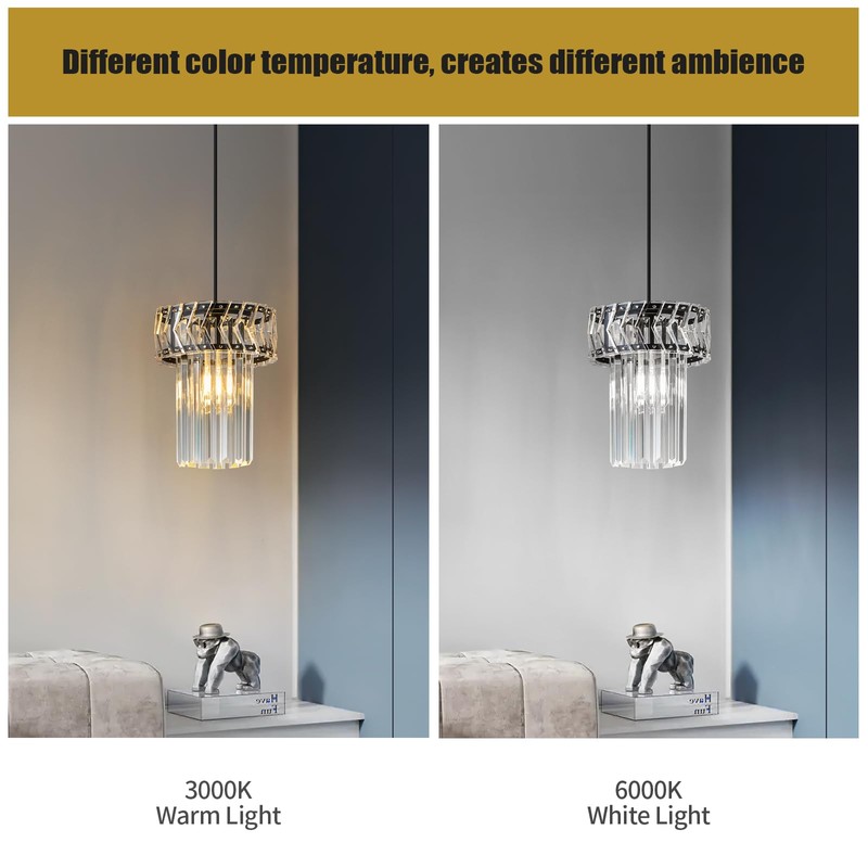 BBLLWJ Modern Pendant Light Black Pendant Lights Crystal Chandeliers Adjustable