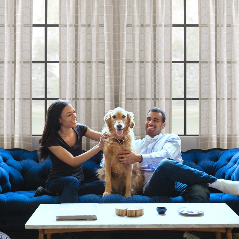 Clean Window Twill Stripe Allergy/Pet Friendly Anti-Dust Sheer Curtain Panel,