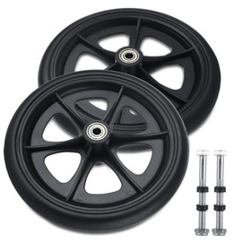 MUXHEL 2 Pcs Walker Wheels Replacement, 8 Inch Solid Wheelchair Front Wheels, Anti-Slip Rollator Replacement Wheels for Wheelchairs, Rollators, Walkers