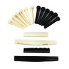 yueton Pack of 2 Sets Black and White Plastic Bridge Pins & Saddle & Nut Replacement Parts for Acoustic Guitar