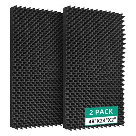 ZHOJEREL ZHOJEREL 2 Pack 48" X 24" X 2" Sound Proof Foam Panels for Walls, High-Density Egg Crate Acoustic Foam for Noise Reduction & Echo Control in Home Studio, Recording Room, Office
