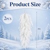 2 Pcs White Christmas Pine Door Swag, 28'' Artificial Cedar