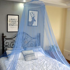 Atyhao Bed Mosquito, Dome Lace Mosquito Mesh Net Princess Kids Bed Canopy for Child Girls Room Bed 1.5 1.8 Meters Width(blue)