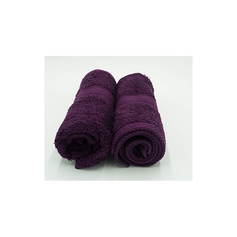 Lex's Linens Pack of 2 100% Combed Cotton Aubergine Hand