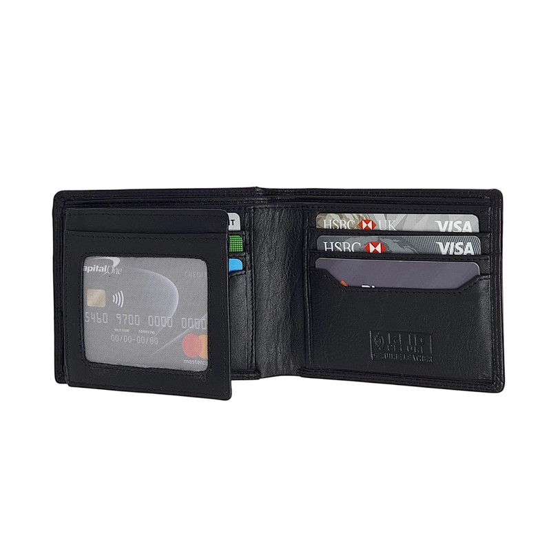 MORUCHA Black Tap-&-Go RFID Wallet, Soft Cowhide Leather Passcase Wallets,