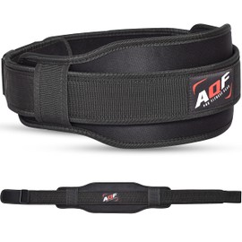 AQF Weight Lifting Belt Back Support Contoured 5.5 Inch Neoprene Back & Core Lumbar Support for Bodybuilding, Powerlifting, Squats, Deadlifts, Strength Training & Exercise (L)