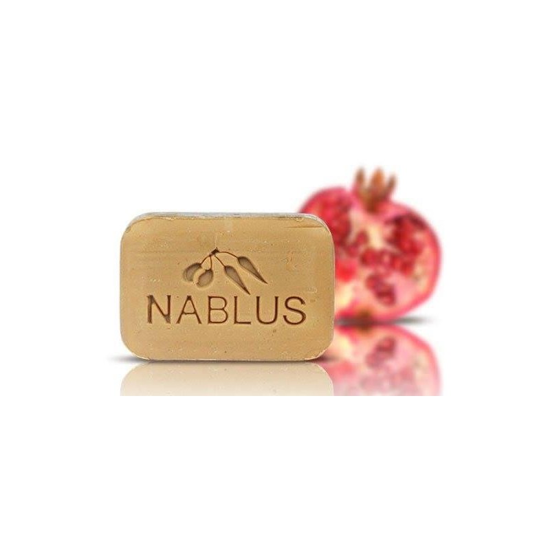Nablus Soap Bio-Olivenölseife Granatapfel, PALMÖLFREI, VEGAN, unparfümiert & rückfettend, für