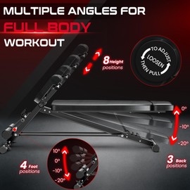 BODY RHYTHM Adjustable Weight Bench, Foldable Roman Chair for Full Body Workout, Sit up bench, Hyper Back Extension, Incline, Flat & Decline Bench (black)