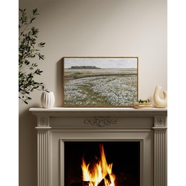 InSimSea Framed Canvas Wall Art Vintage Decor, Classical Grassland Paintings Large Wall Art, Meadow Full of Flowers Wall Pictures for Living Room Farmhouse Bathroom Wall Decor, 16"x24"