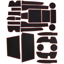 CupHolderHero fits Toyota 4Runner Accessories 2010-2023 Premium Custom Interior Non-Slip Anti Dust Cup Holder Inserts, Center Console Liner Mats, Door Pocket Liners 29pc Set(3 Rows of Seats)(Red Trim)