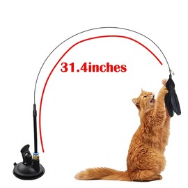 Interactive Cat Toy with Suction Cup Feather Wand – Hands-Free Teaser Toy for Kitten and Cat Play