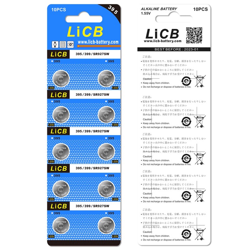 LiCB 10 Pack 395 SR927SW 399 Watch Battery,Long-Lasting & Leak-Proof,High