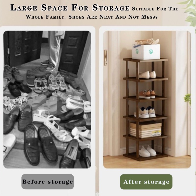 Vertical Shoe Rack - Tall Narrow Shoe Rack Organizer for