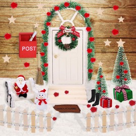 Meetory 95 Stück Wichteltür Set, Weihnachtswichtel Set, Wichteltür Komplettset Wichtel Zubehör Weihnachten für Weihnachtsdekoration, Kinderzimmer Dekoration für Weihnachten, DIY Geschenk für Kinder