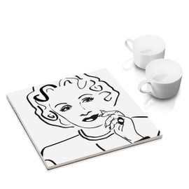 Ceramic Coaster with Felt Base Dining Table and Kitchen – 15 x 15 cm Wall Picture Famous Actors: Marlene Dietrich