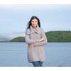 SAOL 100% Irish Merino Wool Women Classic Cable Coat (Grey,