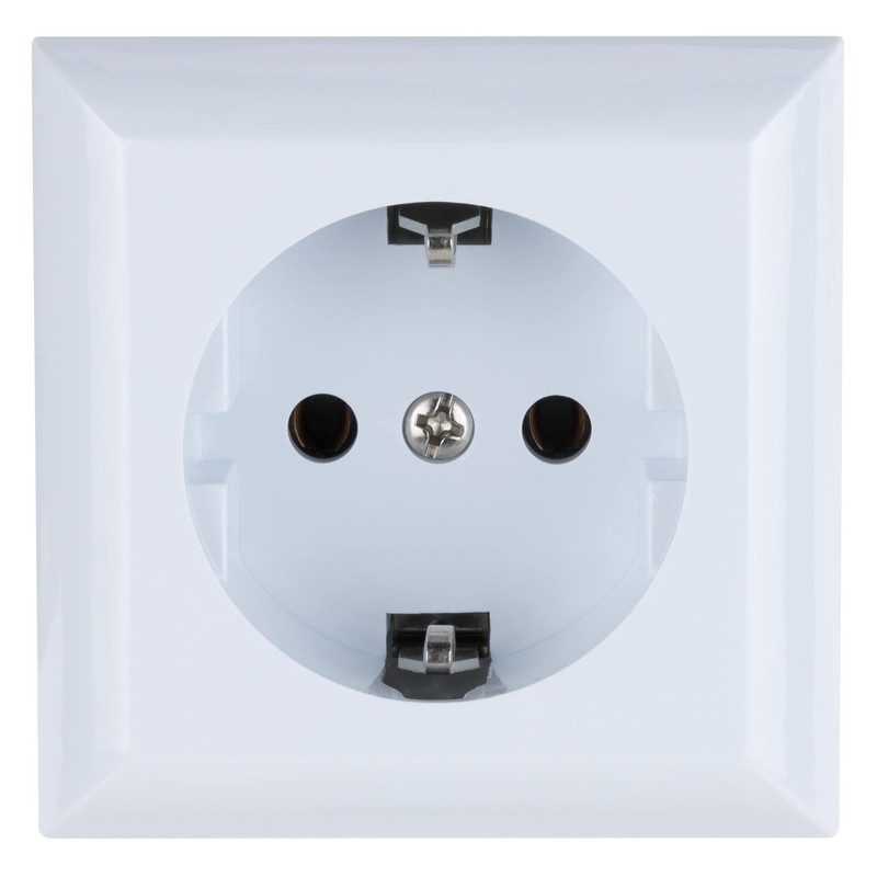 REV 0510052777 PlanoLuxe Earthed Contact Socket Surface-Mounted, White