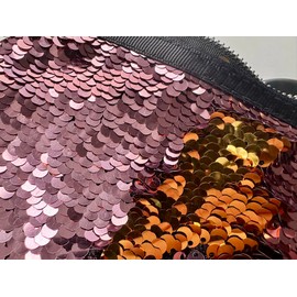 Flip Sequin Makeup Bag – Reversible Mermaid Sequin Pouch – Two-Tone Sparkly Clutch – Cosmetic Brush Holder & Travel Purse (Pale Pink & Gold)