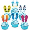 48pcs Beach Slippers 6 Shape Cupcake Toppers - Summer Hawaii