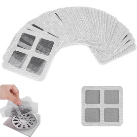 50 Pieces Hair Strainer Shower, Drain Hair Catcher, Floor Drain Sticker, Space Rinse Strainer Sticker, Bathroom Hair Catcher, Shower Drain Mesh Sticker for Bathroom Accessories, Essentials for Kitchen