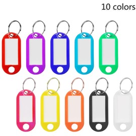 Simetufy Plastic Key Tags 220 Pcs, Key Labels with Ring and Label Window, Key Chain ID Tags, Key Identifiers for Name, Luggage 10 Colors