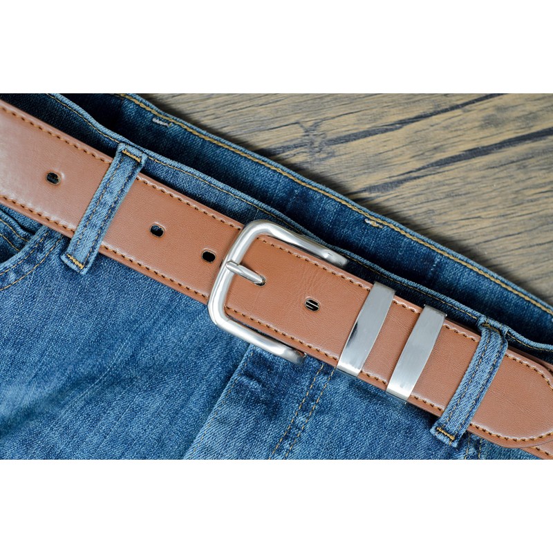 Ossi 38mm Leder gefüttert Gürtel mit doppelten Schleife in Hellbraun