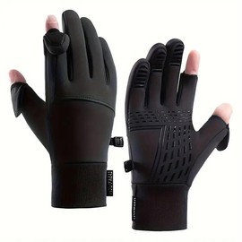 2XK-NOV 1 Pair Windproof and Waterproof Warm Gloves with Finger Cap, Touchscreen Gloves, Fingerless, Suitable for Running, Cycling, Driving, Fishing, Unisex