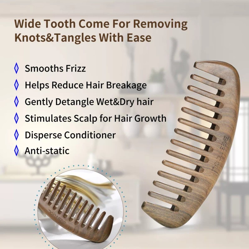 Bestool Peine De Dientes Anchos Para Cabello Rizado Largo Y