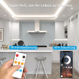 Yeewhale COB LED Strip 6000 K White, 320 LEDs/M, App Control with Remote Control, 30 m, Dimmable, 24 V, Flexible COB LED Strip Set, CRI90 + Bright Under-Unit LED Light for Home Party DIY Decoration