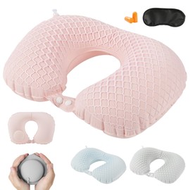 L-Tou Neck Pillow, U-Shaped Pillow, Airplane, Portable Pillow, Manual Press Type, Inflatable, Quick Inflation, Includes Eye Mask & Ear Plugs, Breathable, Non-stuffy, Convenient for Travel, Air, Air