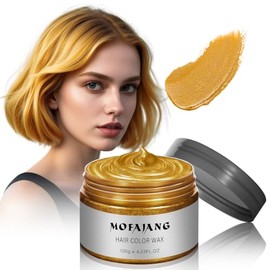 Color de cera para el cabello, tinte natural temporal, cera de cabello dorada 4.5 onzas, tinte de cabello esponjoso y mate adecuado para fiestas, jueg