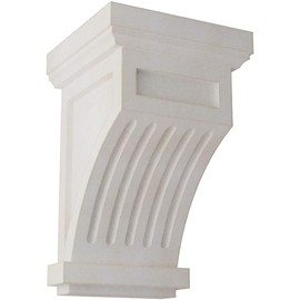 Ekena Millwork CORWD04X04X07FLWH Fluted Vintage Decor Corbel 4 1/4"W x 4 1/4"D x 7"H Chalk Dust White