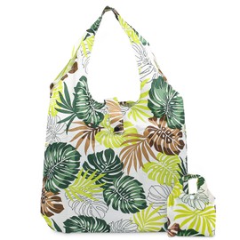 Yoolly Lightweight Reusable Shopping Bag, Foldable Shopping Tote Bag, Waterproof Tote Shopping Bag, Folds Into Attached Pouch for Storage (Banana Leaf)