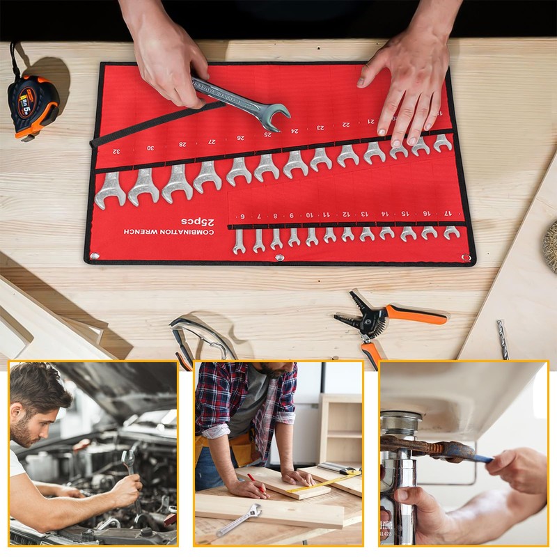 Wrench Roll, Tool Bags, Multi-Pocket Roll Up Tools Storage Bag
