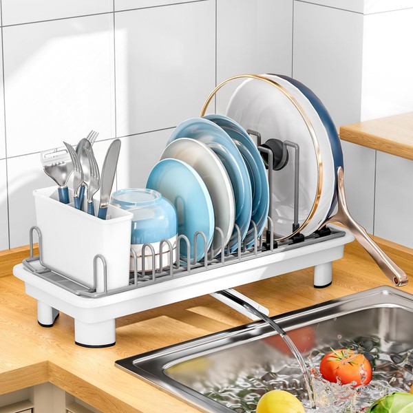SanDream Small Dish Drying Rack, Compact Dish Rack for Kitchen
