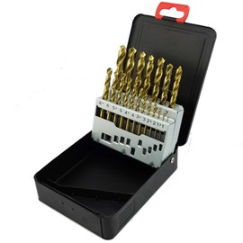 NORTOOLS Drill Bit Set HSS Round Shank TiN Coated Drill Bits with Plastic Tool Display 19 pcs 1.0-10.0 x 0.5 mm