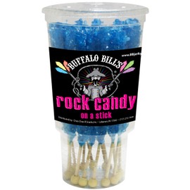 Buffalo Bills Raspberry (Dark Blue) Rock Candy On A Stick (12-ct cup dark blue rock candy sticks)