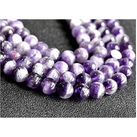ABCGEMS Brazilian Purple Chevron Amethyst Beads (Gorgeous Quartz Inclusion) Natural Gemstone DIY Jewelry Making - Men, Women, Healing, Energy, Round, Tiny, 6mm