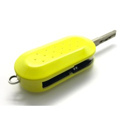 Nordecco Fiat 500 Key Case Cover - Fits 500, 500C, 500L, Abarth, Grande Punto, Brava, Fiat Panda, Stilo, Linea - 3 Button Flip (Yellow - White)