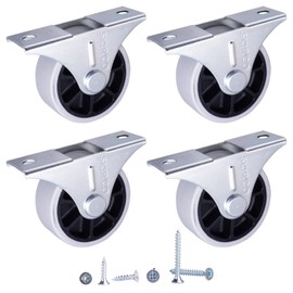 SKIR'CO (Pack of 4) 40mm Rubber Wheels Furniture Castors Fixed Castors Non Swivel Screws Included