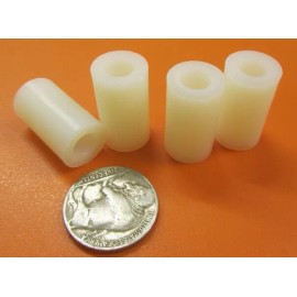 Unbranded Nylon 66 Spacer, Natural, NO.1/4" Screw, 1/2" OD x .252" ID x 1 3/16" Lg., 5 pc
