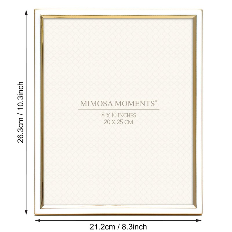 MIMOSA MOMENTS Enamel Metal Weddding Picture Frame with Stand, Display