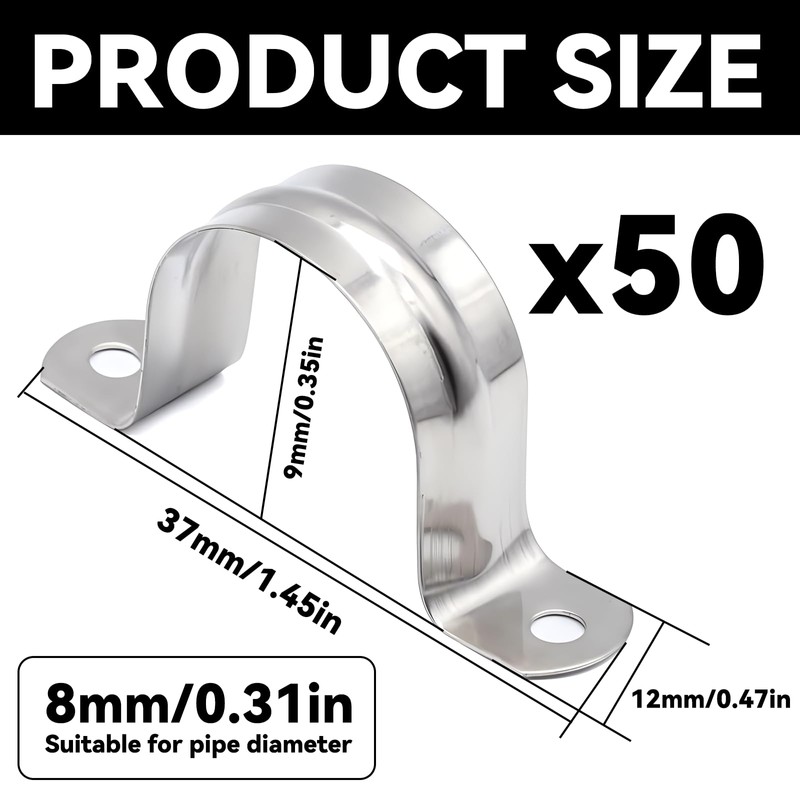 Wohlstand 50 pieces stainless steel pipe clamp, U-shaped pipe clamp,