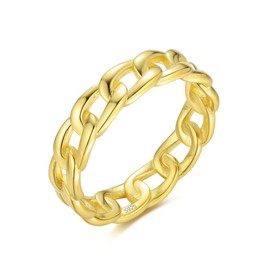 Elegant Chain Ring - Highly Polished 925 Sterling Silver Cuban Chain Design, Fashionable Curb Ring Jewellery for Women, Women, Precious metal