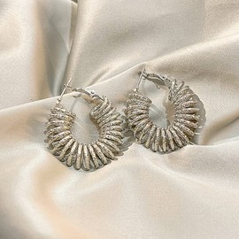 C-Shaped Hoop Earrings, C-shaped Circle Earrings for Women, Bohemian Round Circle Huggie Hoop Earrings, Twisted Circle Statement Earrings, Round Hoops, Boho Jewellery, U-shaped Hoop Earrings, Zinc