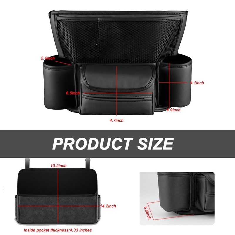NYTKL Car Handbag Holder Between Seats, Large Capacity Leather Organizer