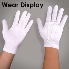 DADERXY 5 Pairs White Gloves Men, White Gloves Women Costume for Marching Band, Parade, Cosplay and Formal