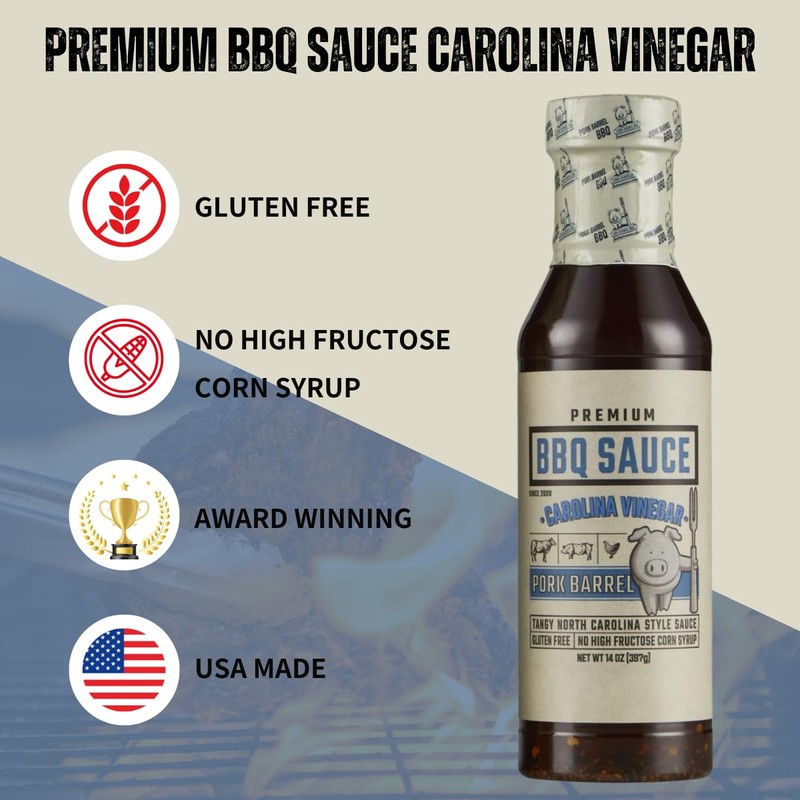 Pork Barrel Carolina Vinegar BBQ Competition Sauce, Tangy Nouth Carolina
