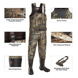 TIDEWE Chest Waders with Boot Hanger, Hunting Waders for Men Next Camo Evo with 600G Insulation, Waterproof Cleated Neoprene Bootfoot Wader, Insulated Hunting & Fishing Waders (Size 9)